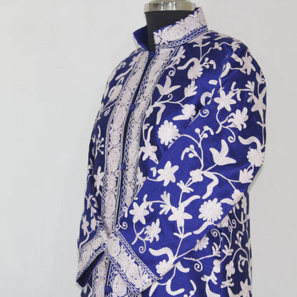 Kashmiri Jacket, embroidered silk jacket, long length coat, Bohemian Jacket, embroidered jacket, long embroidered coat, silk summer jacket