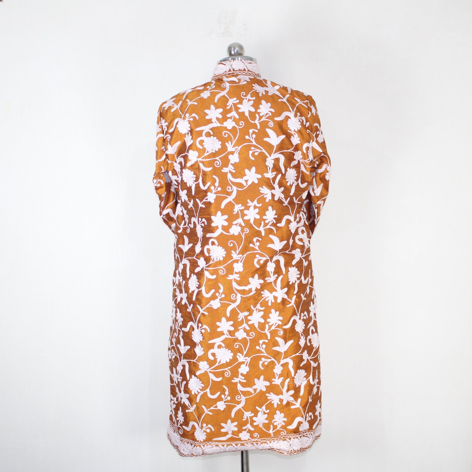 Bohemian Silk Jacket: Kashmiri Embroidered Coat for Summer
