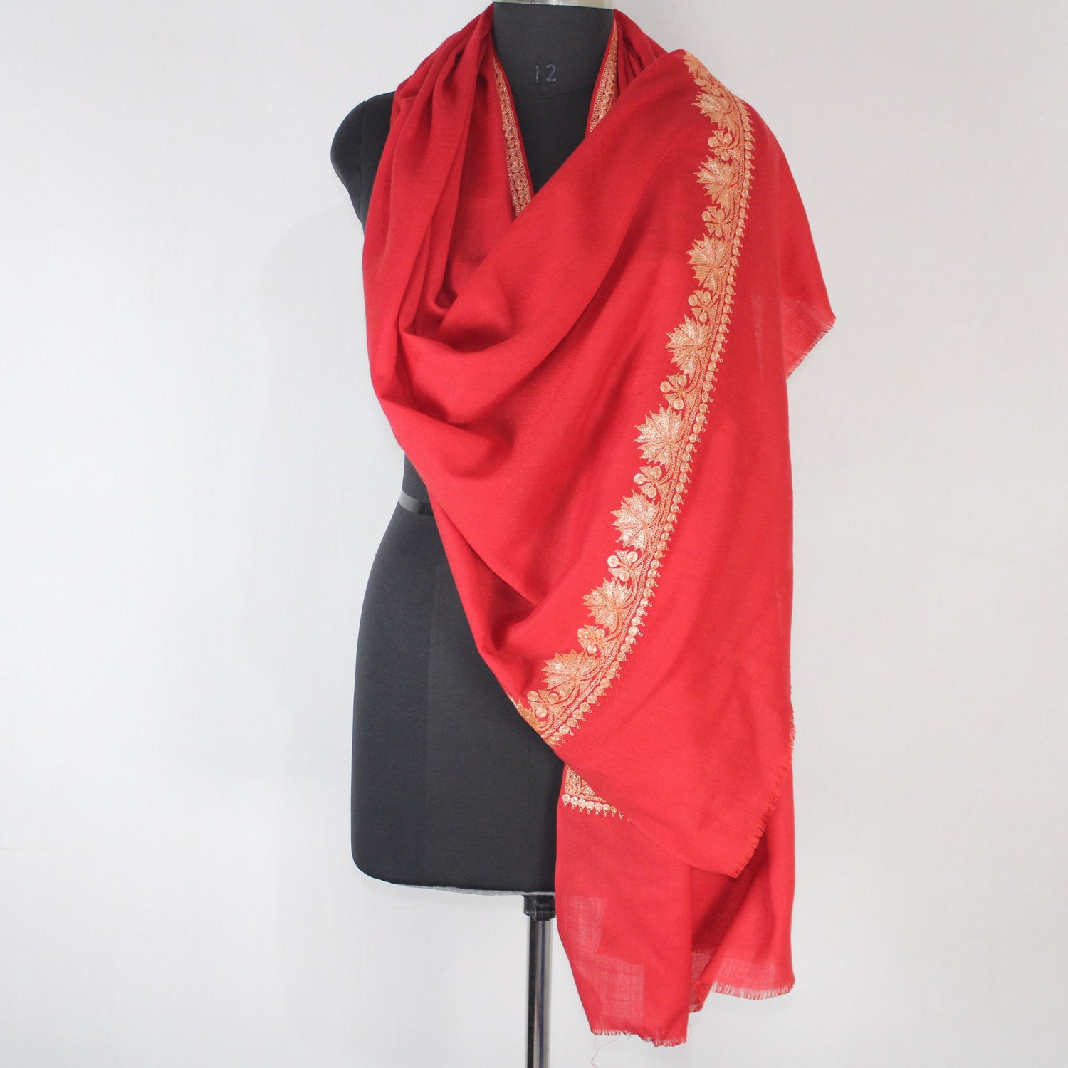 Kashmiri Tilla Embroidery Scarf, Merino Wool Wrap, Winter Scarf, Kashmiri Handmade Shawl/Wrap, Tilla Stole,