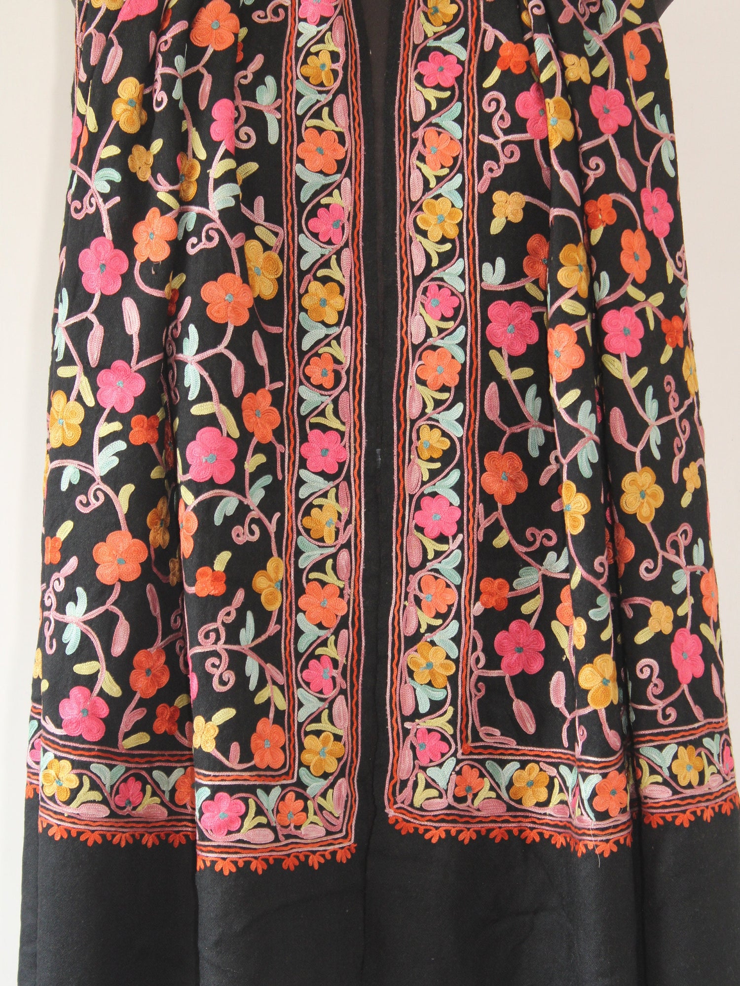 Kashmiri Woollen Stole with Aari Embroidery For Women, Floral Kashmiri Scarf, Indian Wrap, Shawl for women, Gift Shawl, cashmere shawl