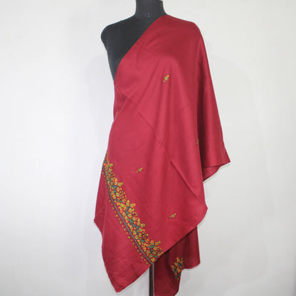 Kashmiri paper mache Embroidery Scarf, woolen Scarf, Kashmiri Handmade Stole/Wrap, handwork stole, maroon Stole, 70cm * 200cm,