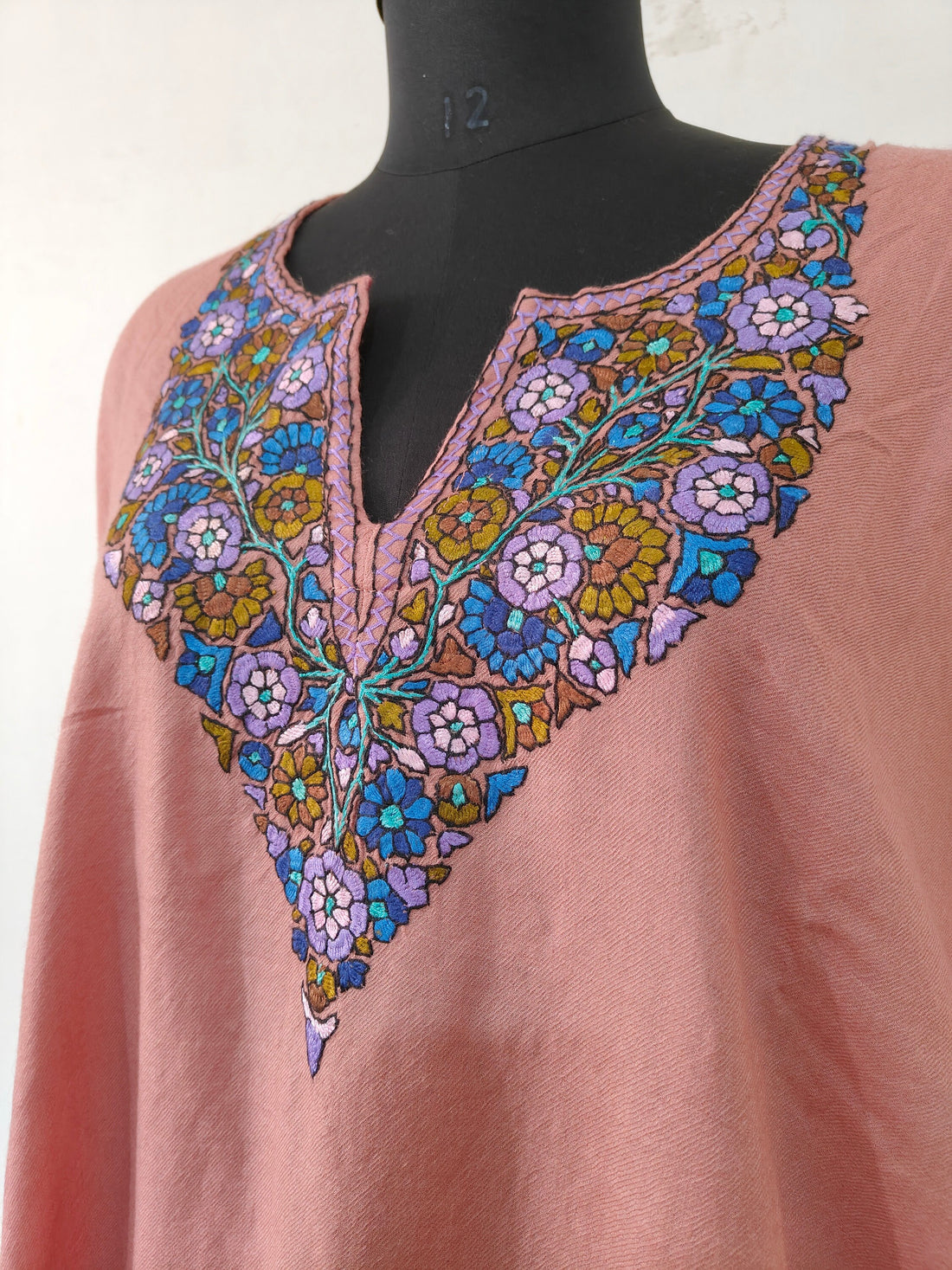 Pashmina Kaftan, Cashmere Aari Embroidered Kaftan, Kashmiri Kaftan, Women Caftan, White Kaftan,