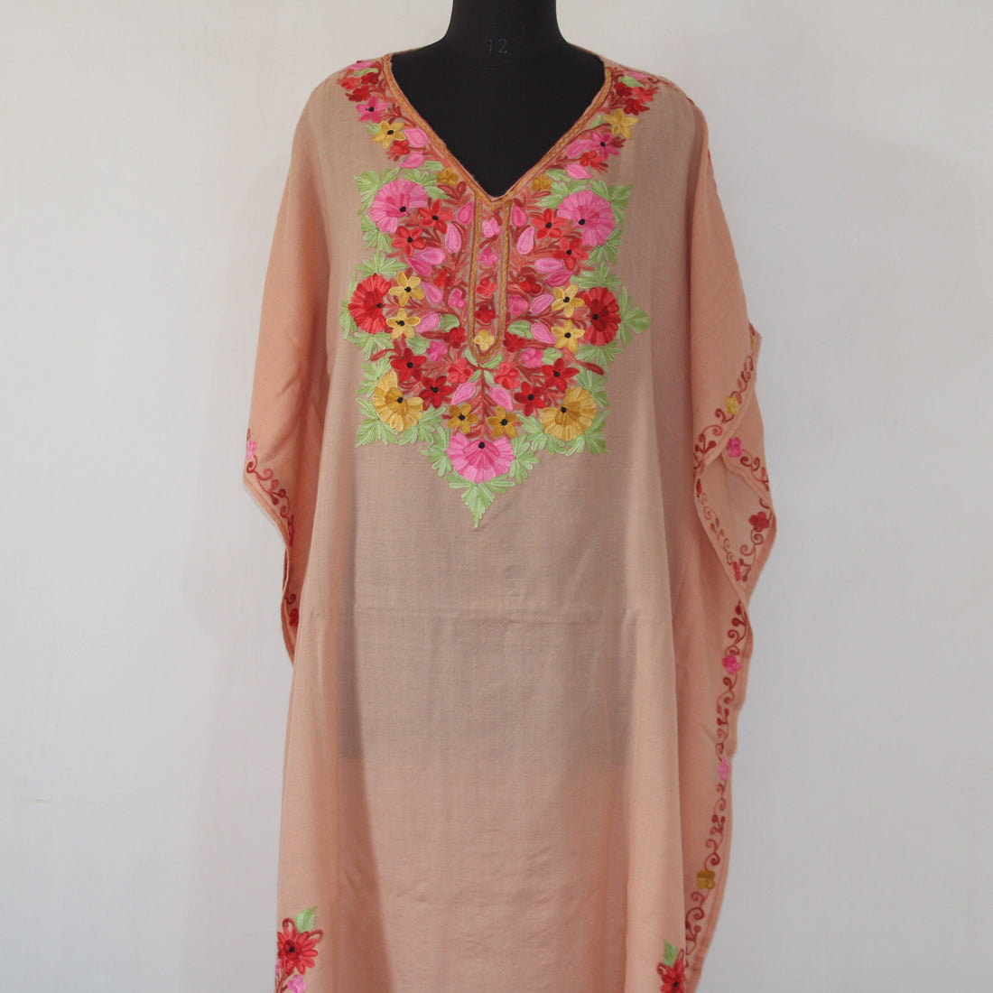 Pashmina Kaftan, Cashmere Aari Embroidered Kaftan, Kashmiri Kaftan, Women Caftan, Designer Kaftan,