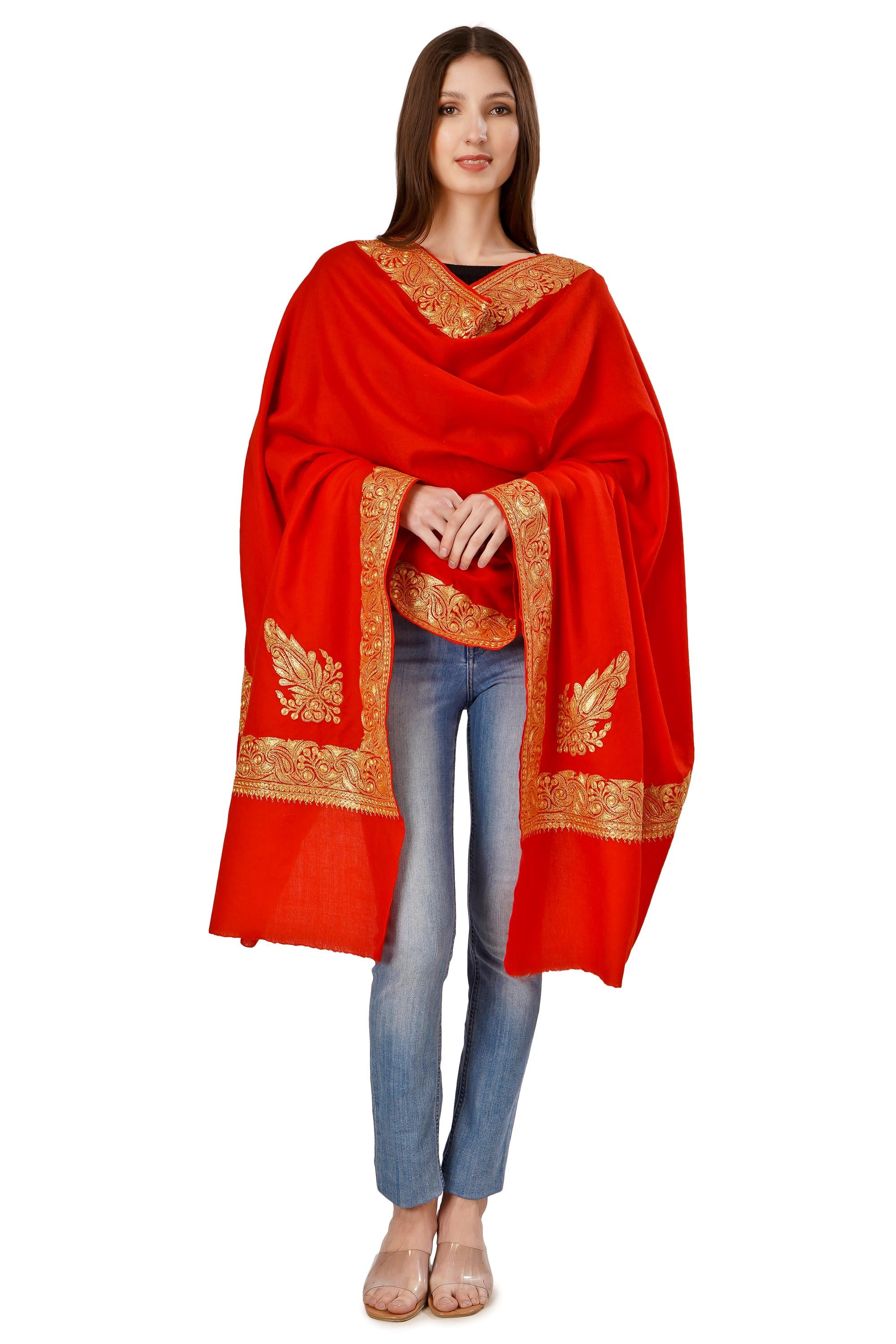 Kashmiri Tilla Shawl For Women, Bridal Embroidered Shawl, Indian Wedding Shawl, Bridal Cover Up Wrap, Zari Embroidered Cashmere Shawl