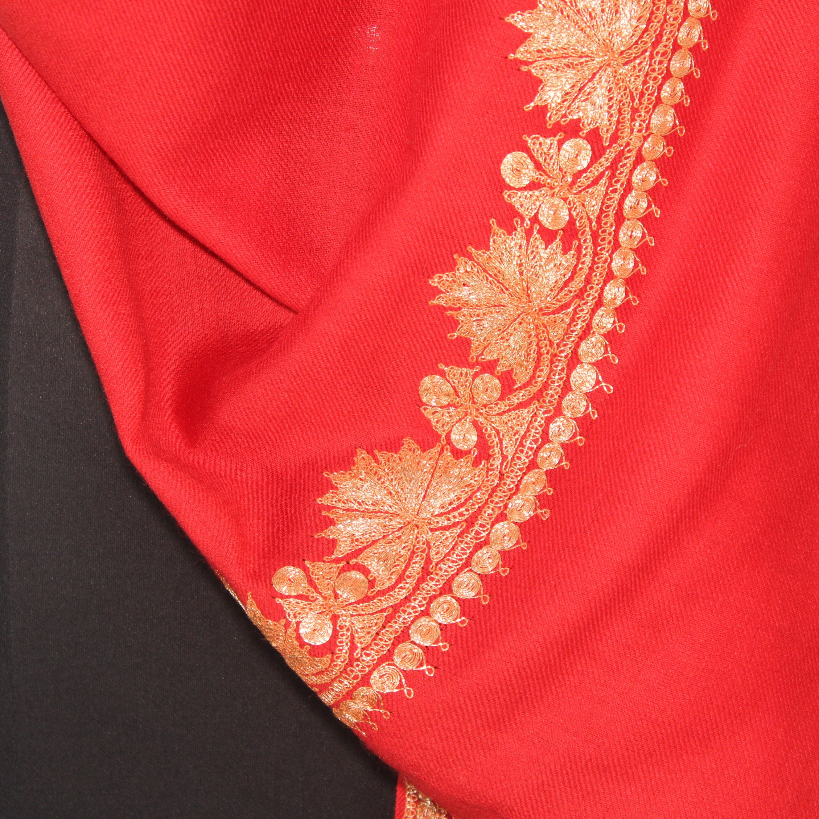 Kashmiri Tilla Embroidery Scarf, Merino Wool Wrap, Winter Scarf, Kashmiri Handmade Shawl/Wrap, Tilla Stole,
