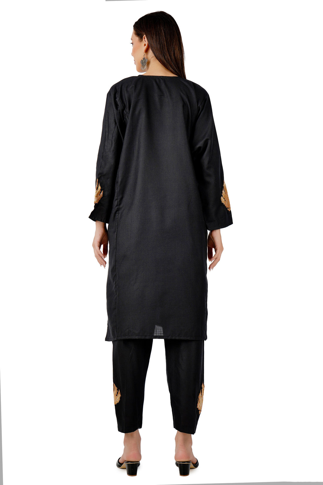 Kashmiri Tilla Embroidered Kurti with Bottom Pant, Cotton Kurti with Pant Set, Kashmiri Tilla Embroidered Kurti Pant Co-ord Set
