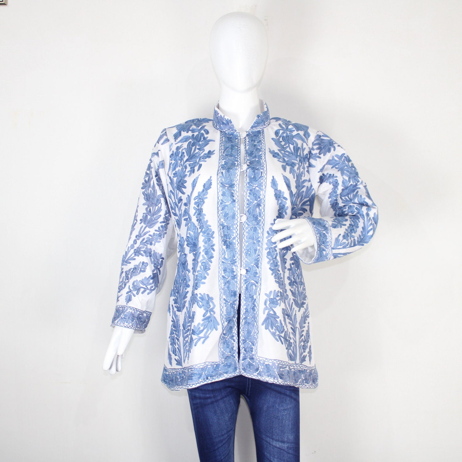 Kashmiri Jacket, embroidered silk jacket, short length coat, Bohemian Jacket, embroidered jacket, short embroidered coat, silk summer jacket
