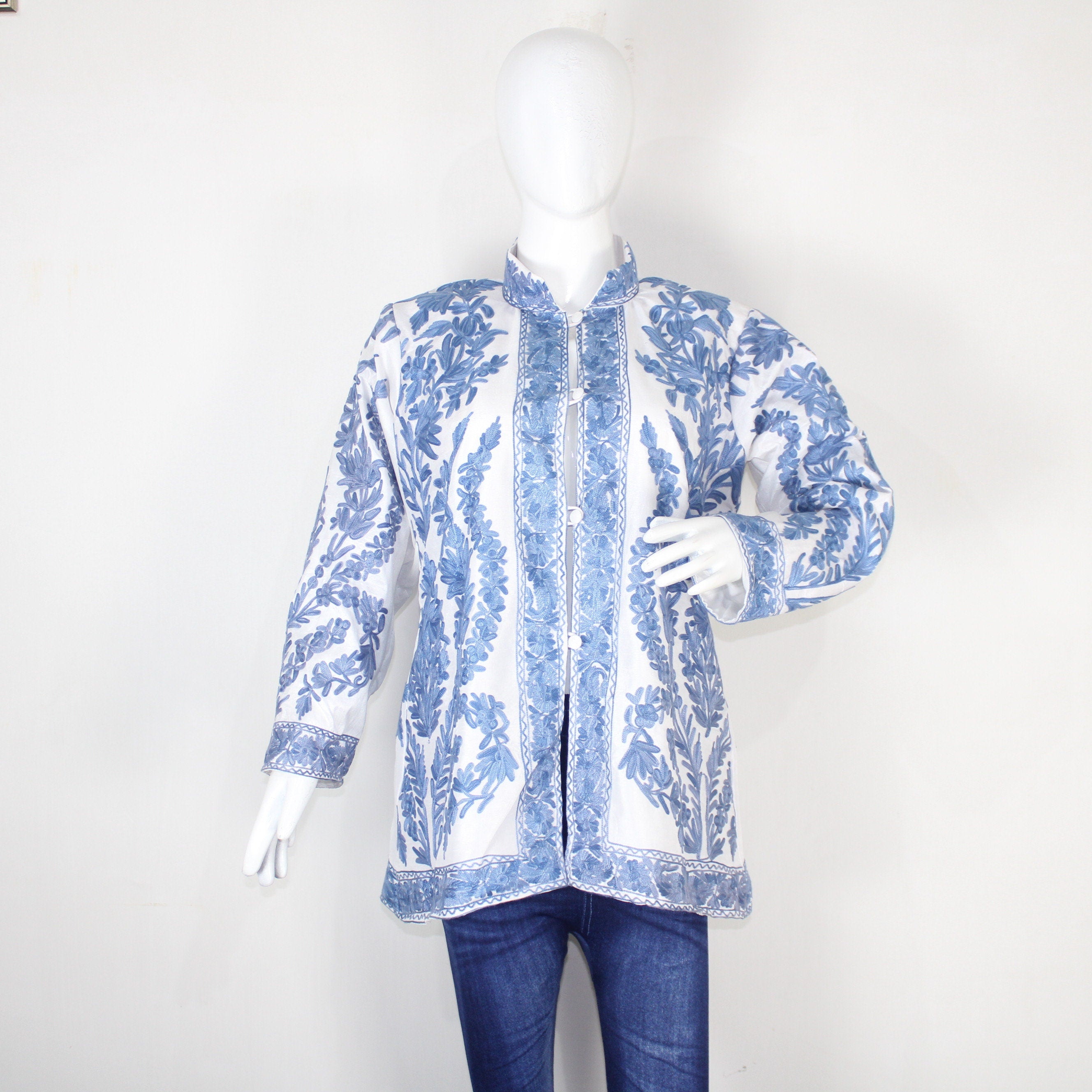 Kashmiri Jacket, embroidered silk jacket, short length coat, Bohemian Jacket, embroidered jacket, short embroidered coat, silk summer jacket
