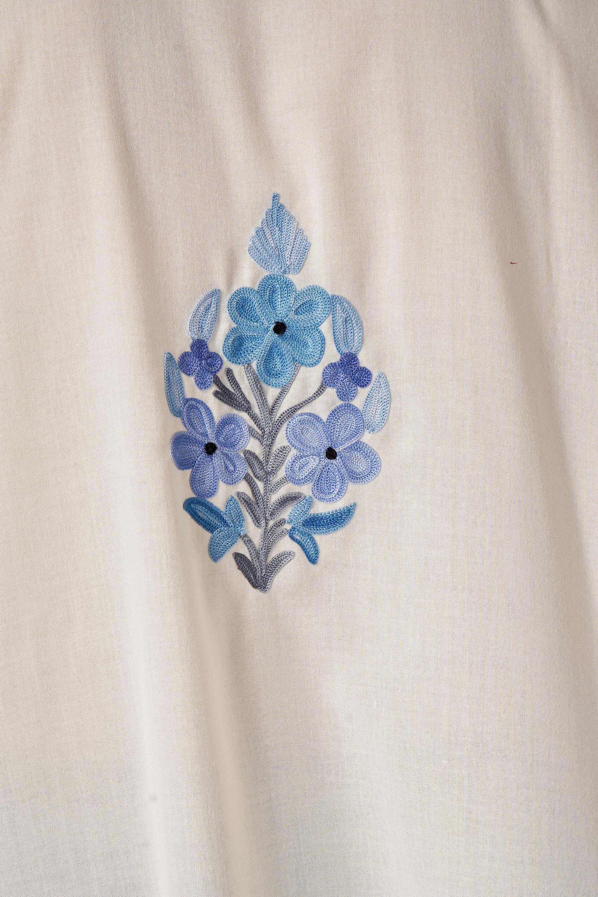 Kashmiri Aari Embroidered Cotton Kaftan, Women&