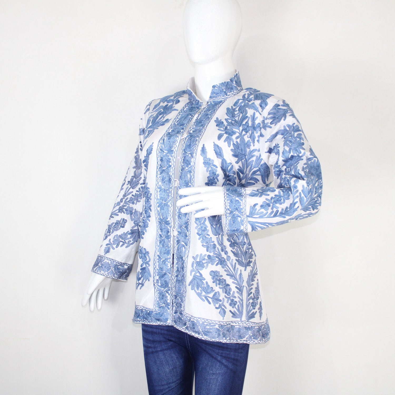 Kashmiri Jacket, embroidered silk jacket, short length coat, Bohemian Jacket, embroidered jacket, short embroidered coat, silk summer jacket
