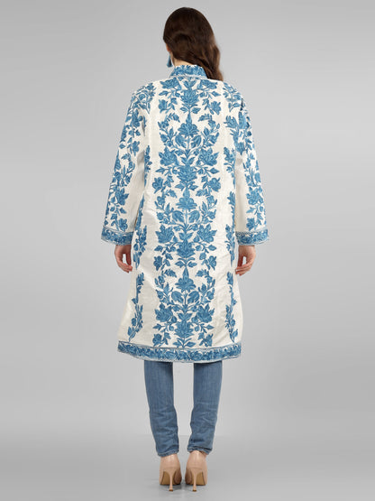 Luxurious Kashmiri Embroidered Coat: Long wool Jacket for Boho Vibes BATIN