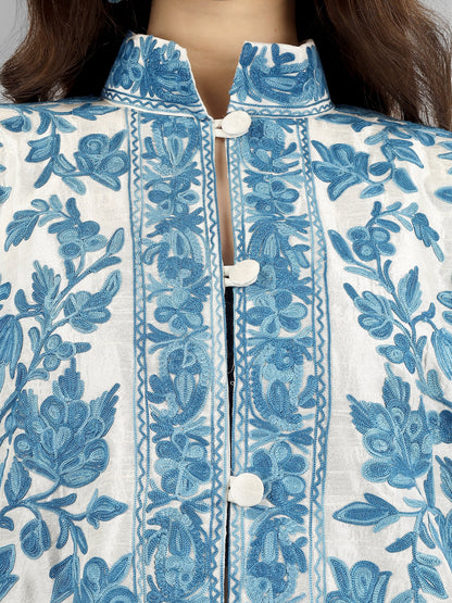 Luxurious Kashmiri Embroidered Coat: Long wool Jacket for Boho Vibes BATIN