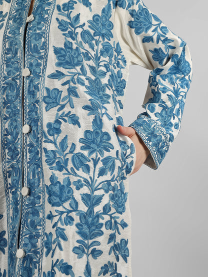 Luxurious Kashmiri Embroidered Coat: Long wool Jacket for Boho Vibes BATIN
