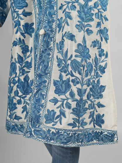 Luxurious Kashmiri Embroidered Coat: Long wool Jacket for Boho Vibes BATIN