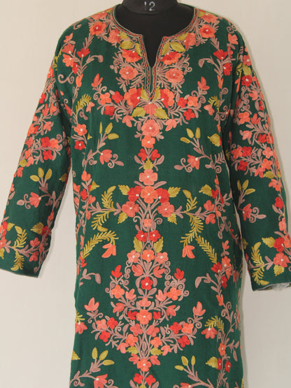 Kashmiri Pheran, Aari Embroidered Pheran, Women Tunics, Indian Kurtis, Ethnic Wear, Indo Western Wear, Traditional Pheran, Woollen Kurti BATIN