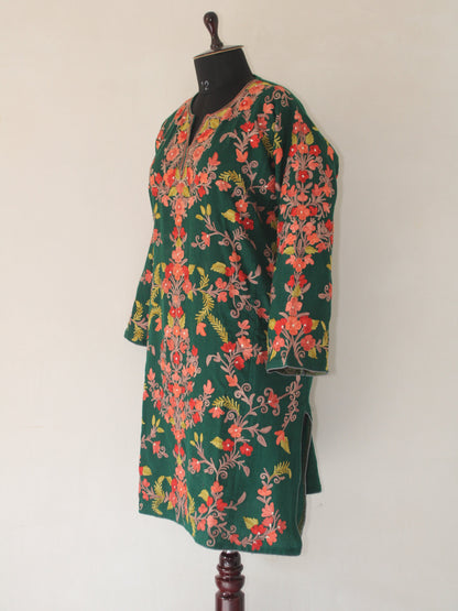 Kashmiri Pheran, Aari Embroidered Pheran, Women Tunics, Indian Kurtis, Ethnic Wear, Indo Western Wear, Traditional Pheran, Woollen Kurti BATIN