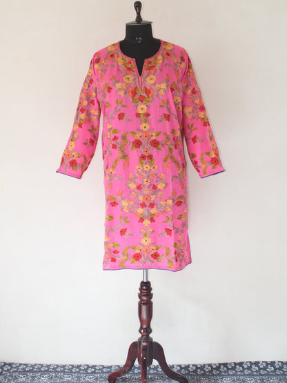 Kashmiri Pheran, Aari Embroidered Pheran, Women Tunics, Indian Kurtis, Ethnic Wear, Indo Western Wear, Traditional Pheran, Woollen Kurti BATIN