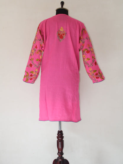 Kashmiri Pheran, Aari Embroidered Pheran, Women Tunics, Indian Kurtis, Ethnic Wear, Indo Western Wear, Traditional Pheran, Woollen Kurti BATIN
