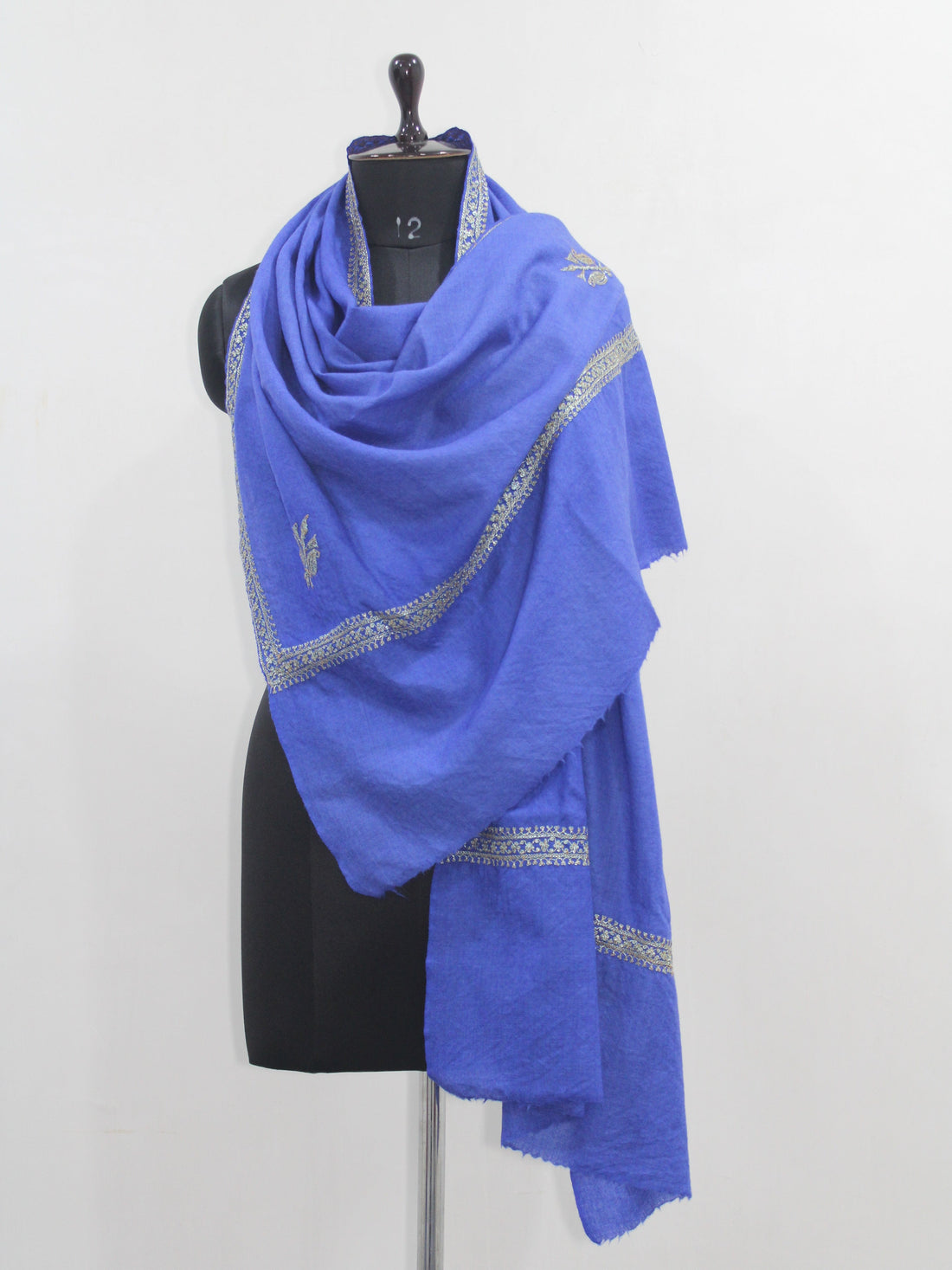 Tilla Hand Embroidered Indian Purewool Stole, Kashmiri Handmade Scarf BATIN