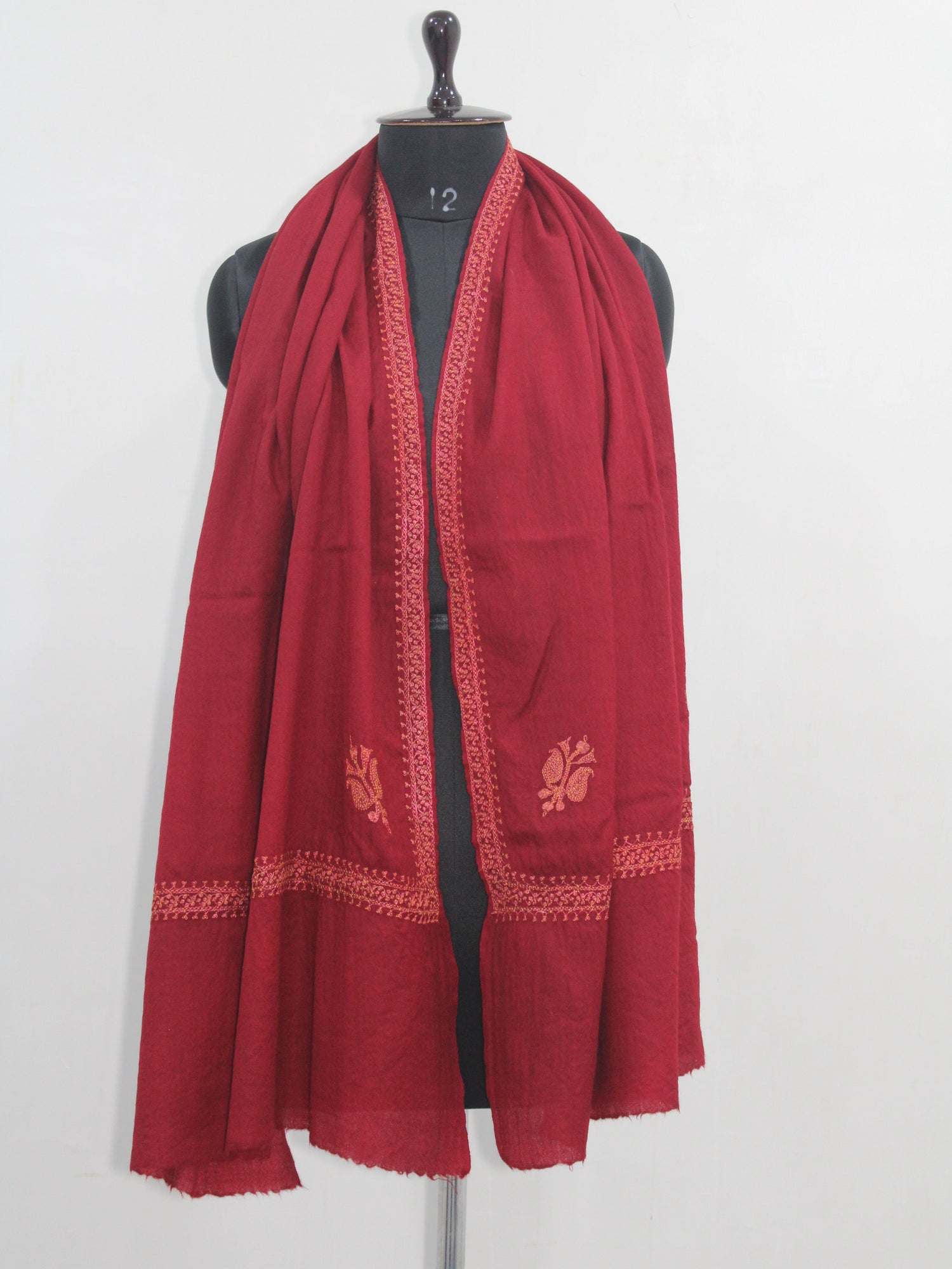 Tilla Hand Embroidered Indian Purewool Stole, Kashmiri Handmade Scarf - BATIN