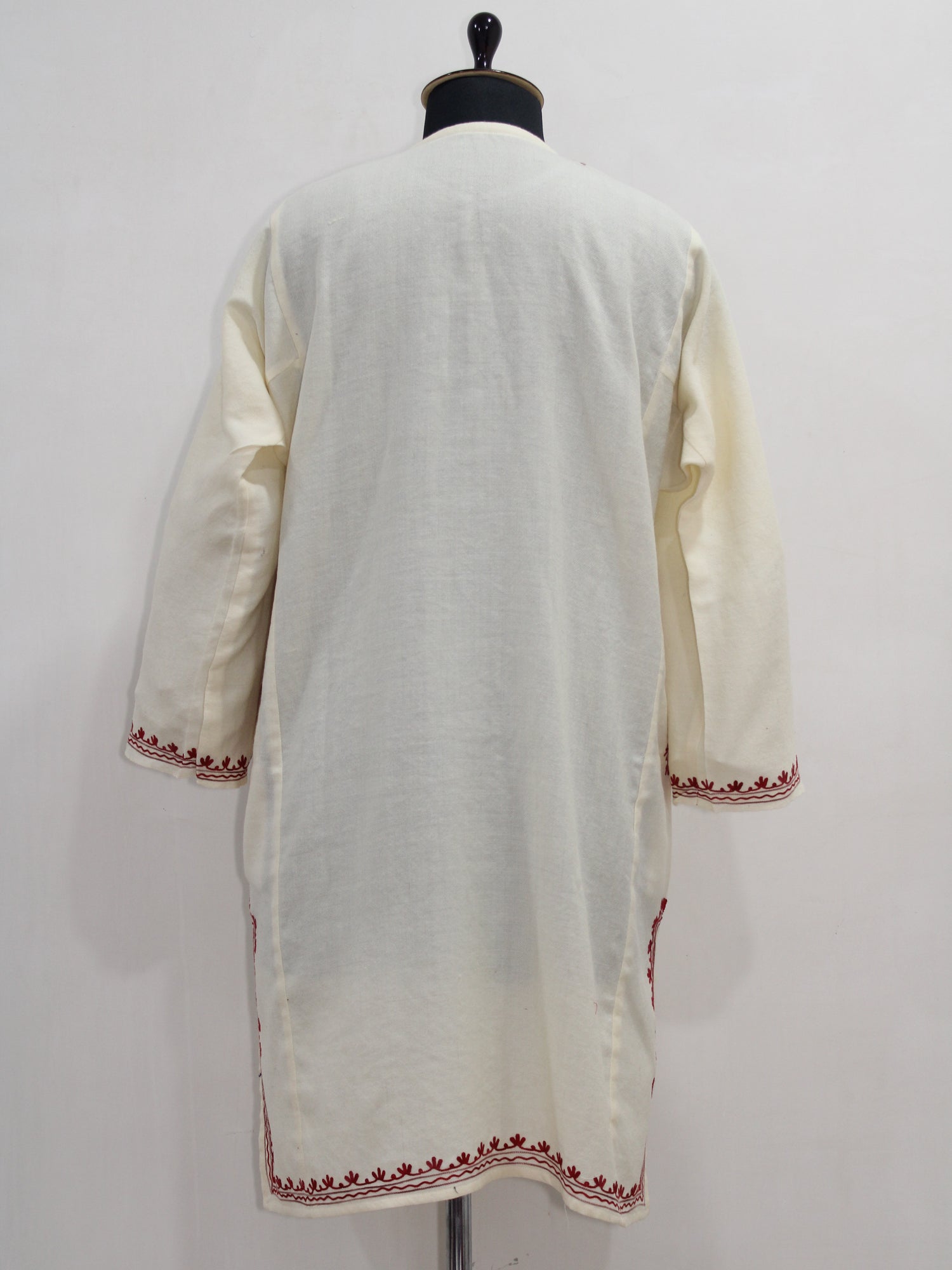 Kashmiri Pheran, Women Tunics, Indian Kurtis, Woolen Embroidered Pheran, Fine Merino Wool 42 Count (Raffal) Pheran