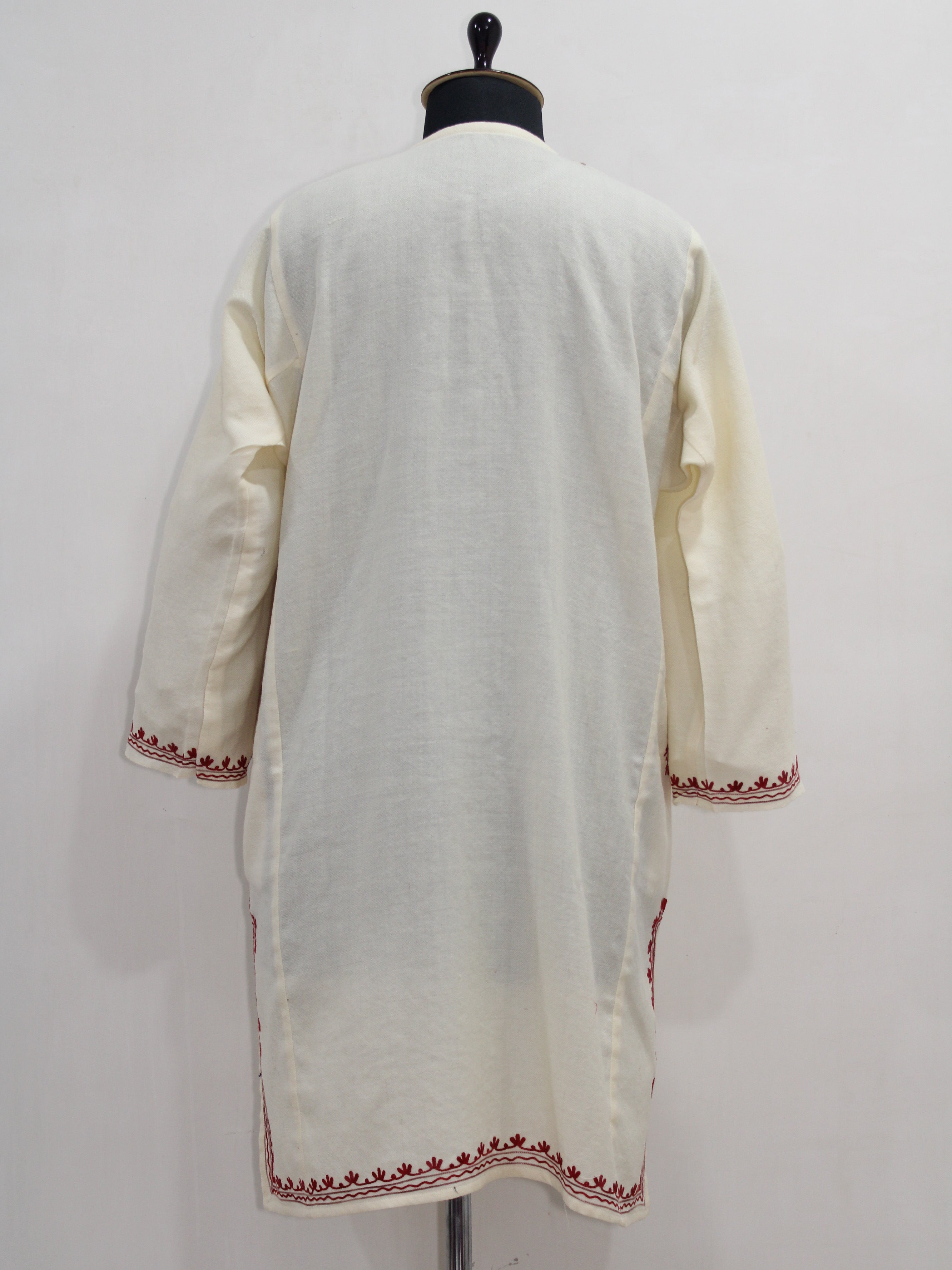 Kashmiri Pheran, Women Tunics, Indian Kurtis, Woolen Embroidered Pheran, Fine Merino Wool 42 Count (Raffal) Pheran