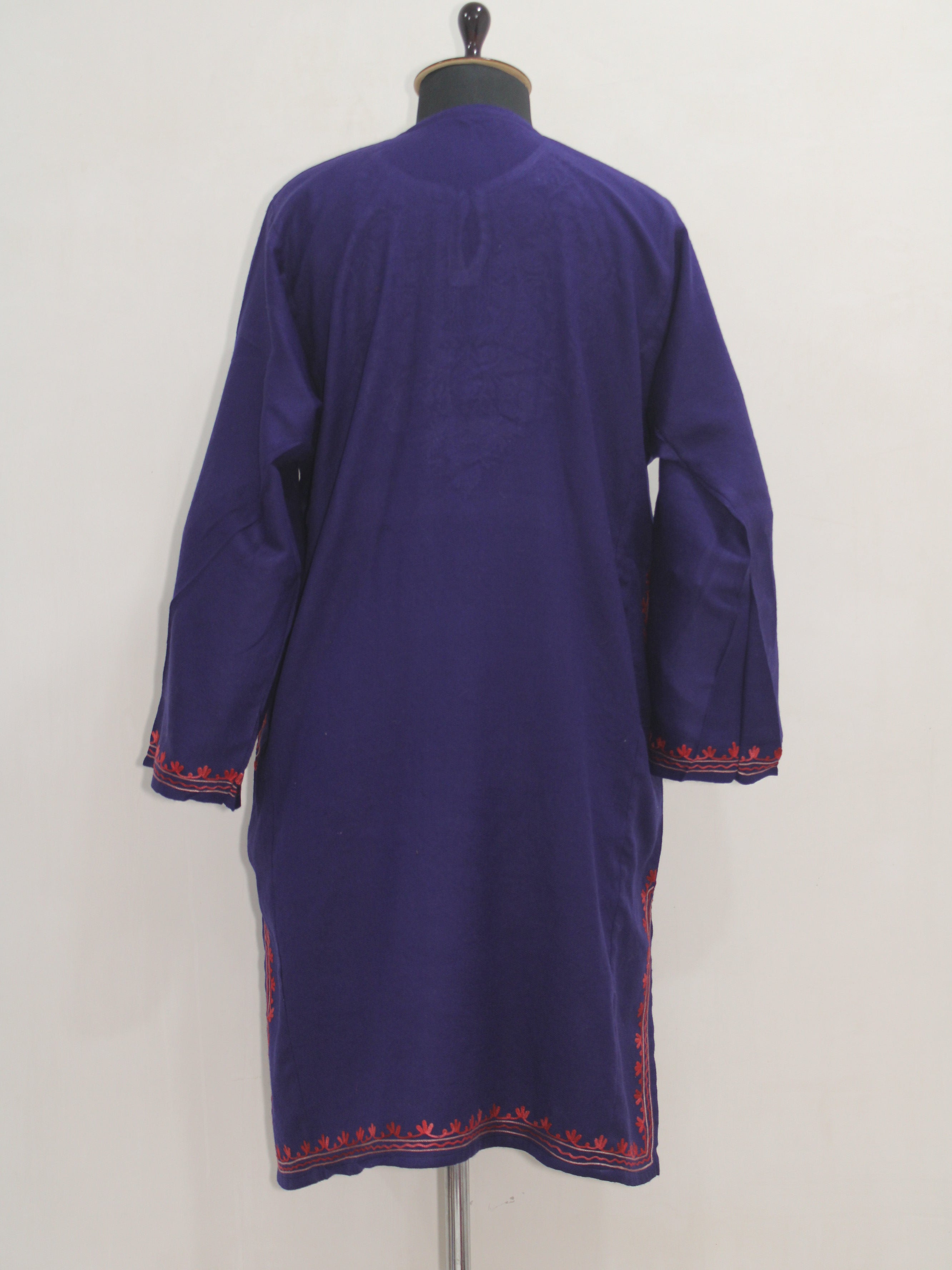 Kashmiri Pheran, Women Tunics, Indian Kurtis, Woolen Embroidered Pheran, Fine Merino Wool 42 Count (Raffal) Pheran