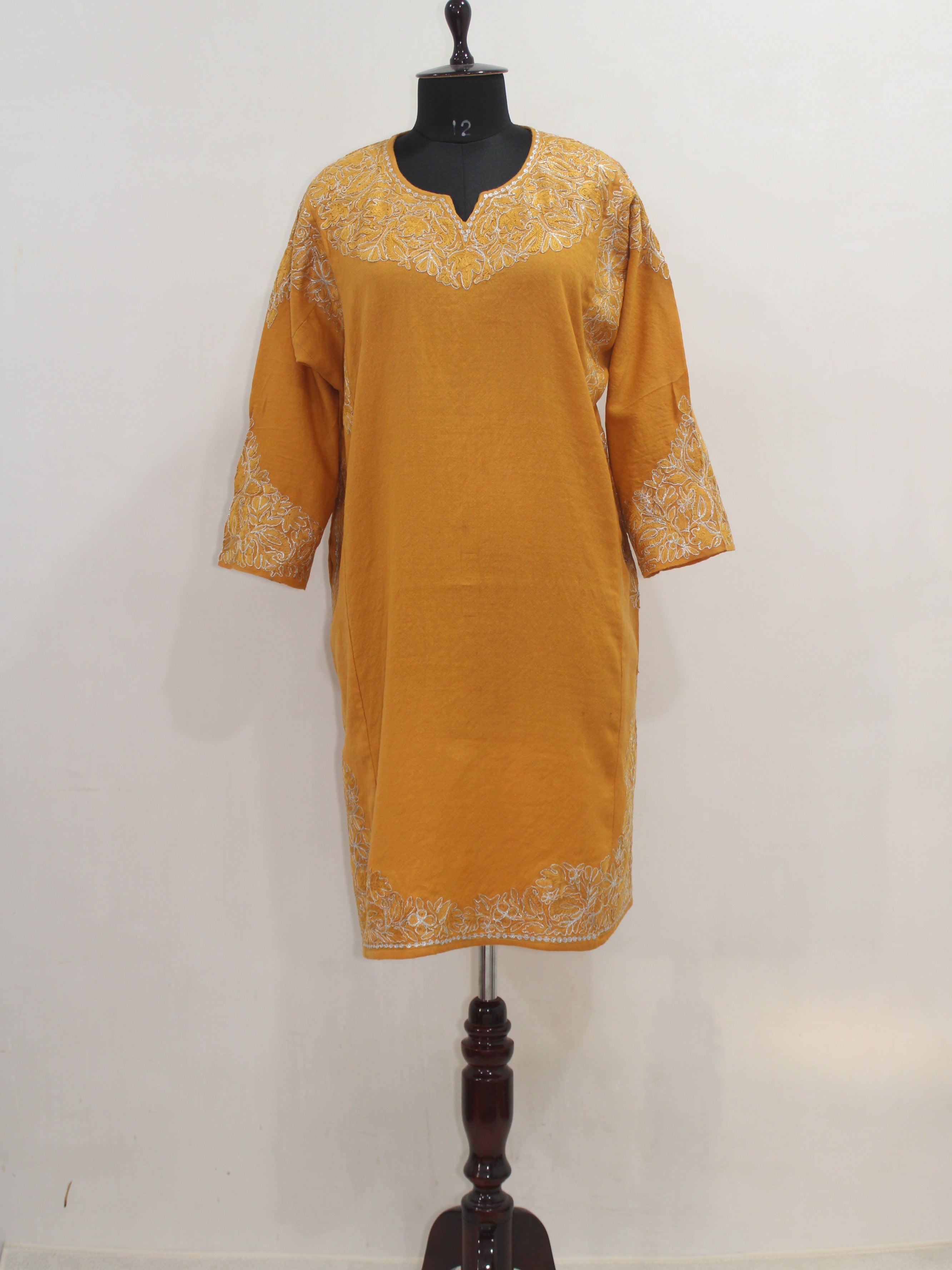 Kashmiri Aari Embroidered Woolen Pheran, Loose Fit Kurta for Women, Designer Pheran