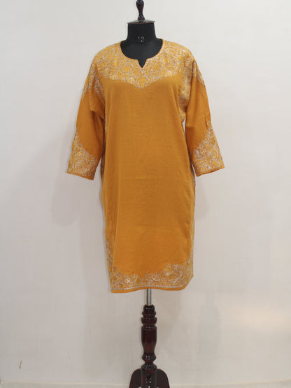 Kashmiri Aari Embroidered Woolen Pheran, Loose Fit Kurta for Women, Designer Pheran