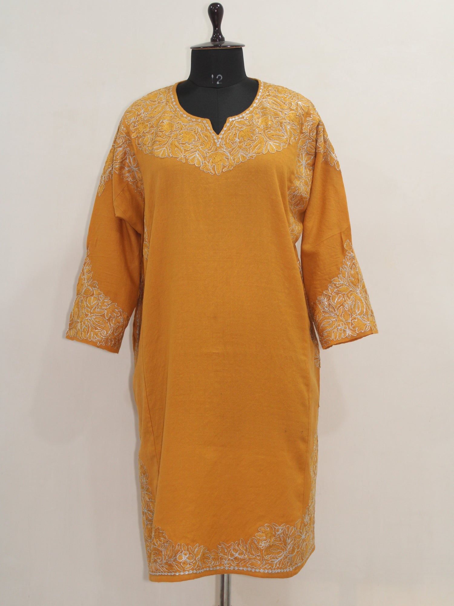 Kashmiri Aari Embroidered Woolen Pheran, Loose Fit Kurta for Women, Designer Pheran