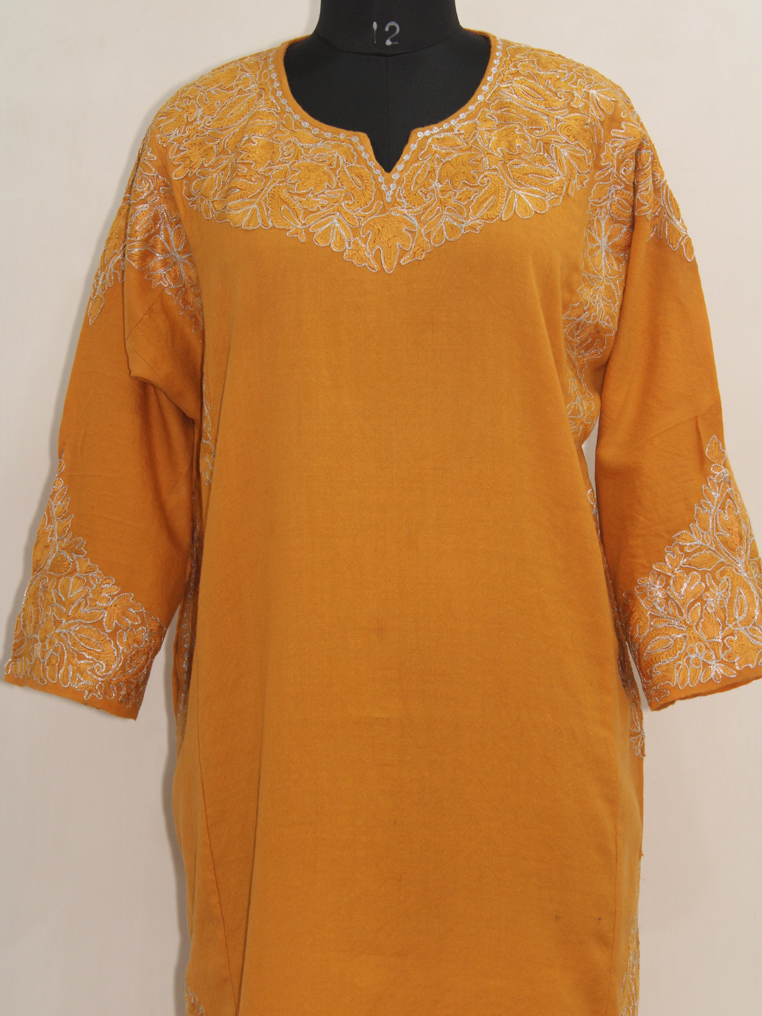 Kashmiri Aari Embroidered Woolen Pheran, Loose Fit Kurta for Women, Designer Pheran