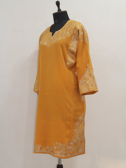 Kashmiri Aari Embroidered Woolen Pheran, Loose Fit Kurta for Women, Designer Pheran