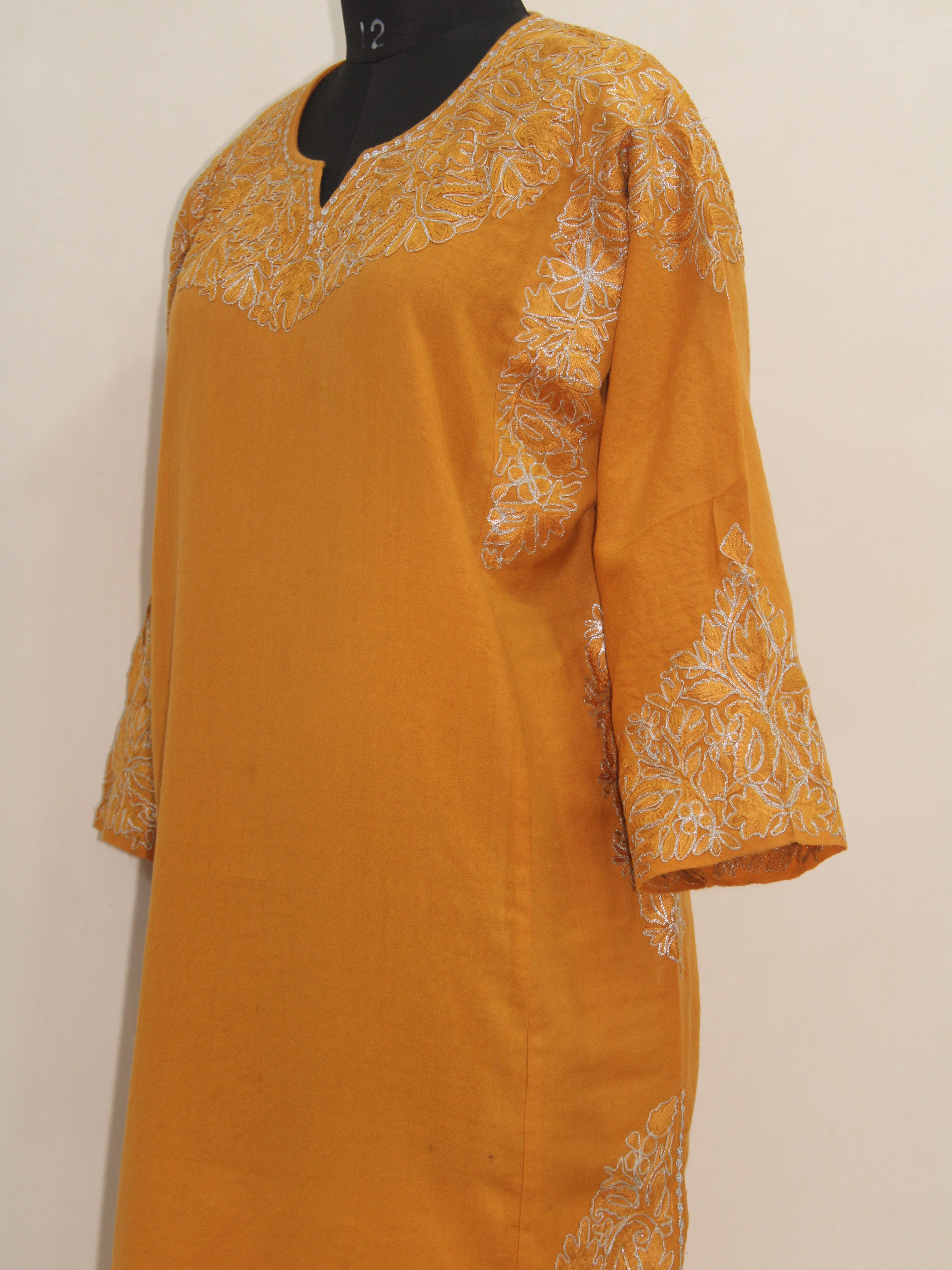 Kashmiri Aari Embroidered Woolen Pheran, Loose Fit Kurta for Women, Designer Pheran