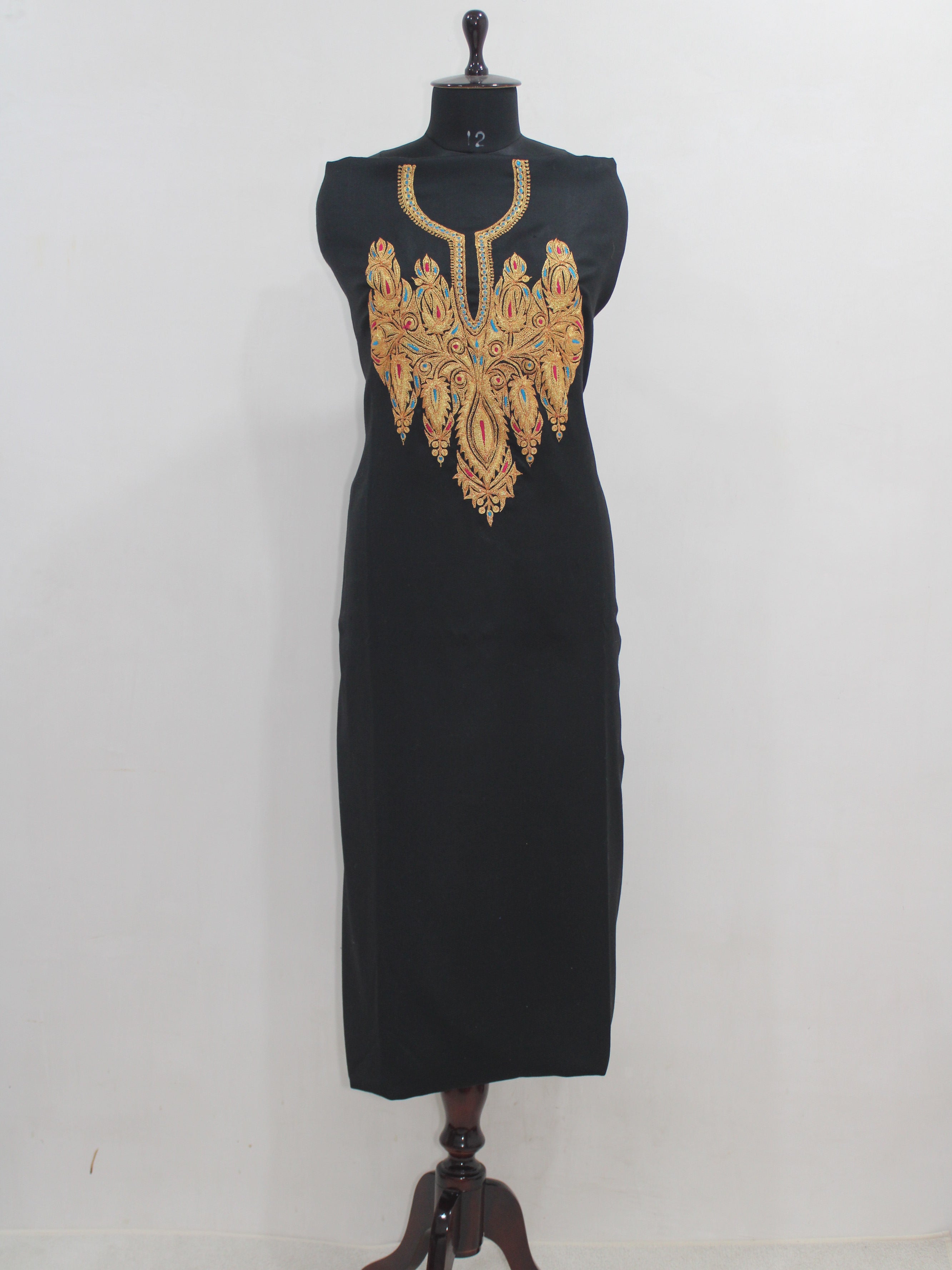 Kashmiri Tilla Embroidered Unstitched Woolen Suit For Women With Stole