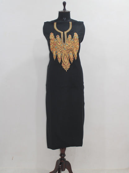 Kashmiri Tilla Embroidered Unstitched Woolen Suit For Women With Stole