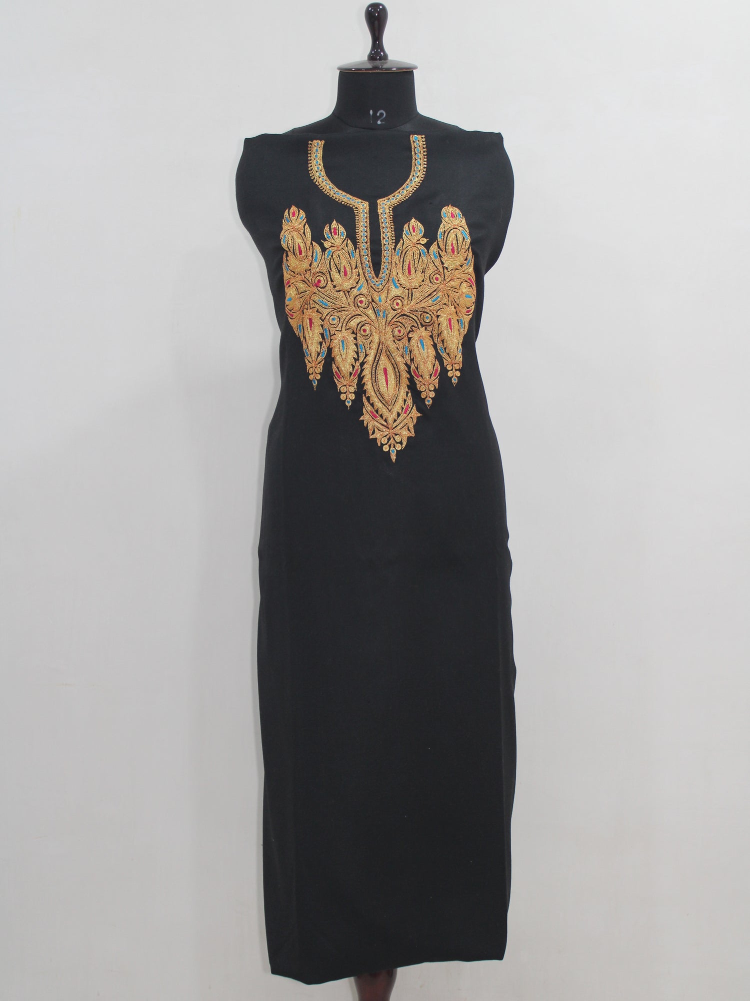 Kashmiri Tilla Embroidered Unstitched Woolen Suit For Women With Stole