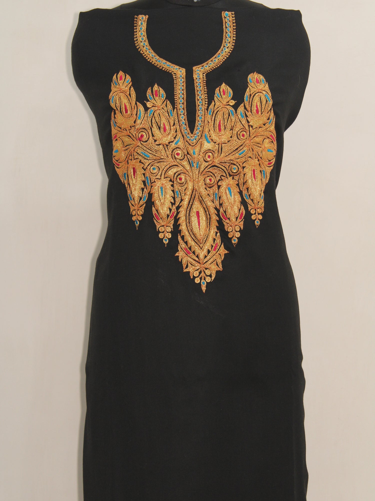 Kashmiri Tilla Embroidered Unstitched Woolen Suit For Women With Stole