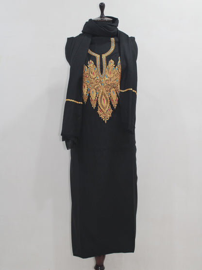 Kashmiri Tilla Embroidered Unstitched Woolen Suit For Women With Stole