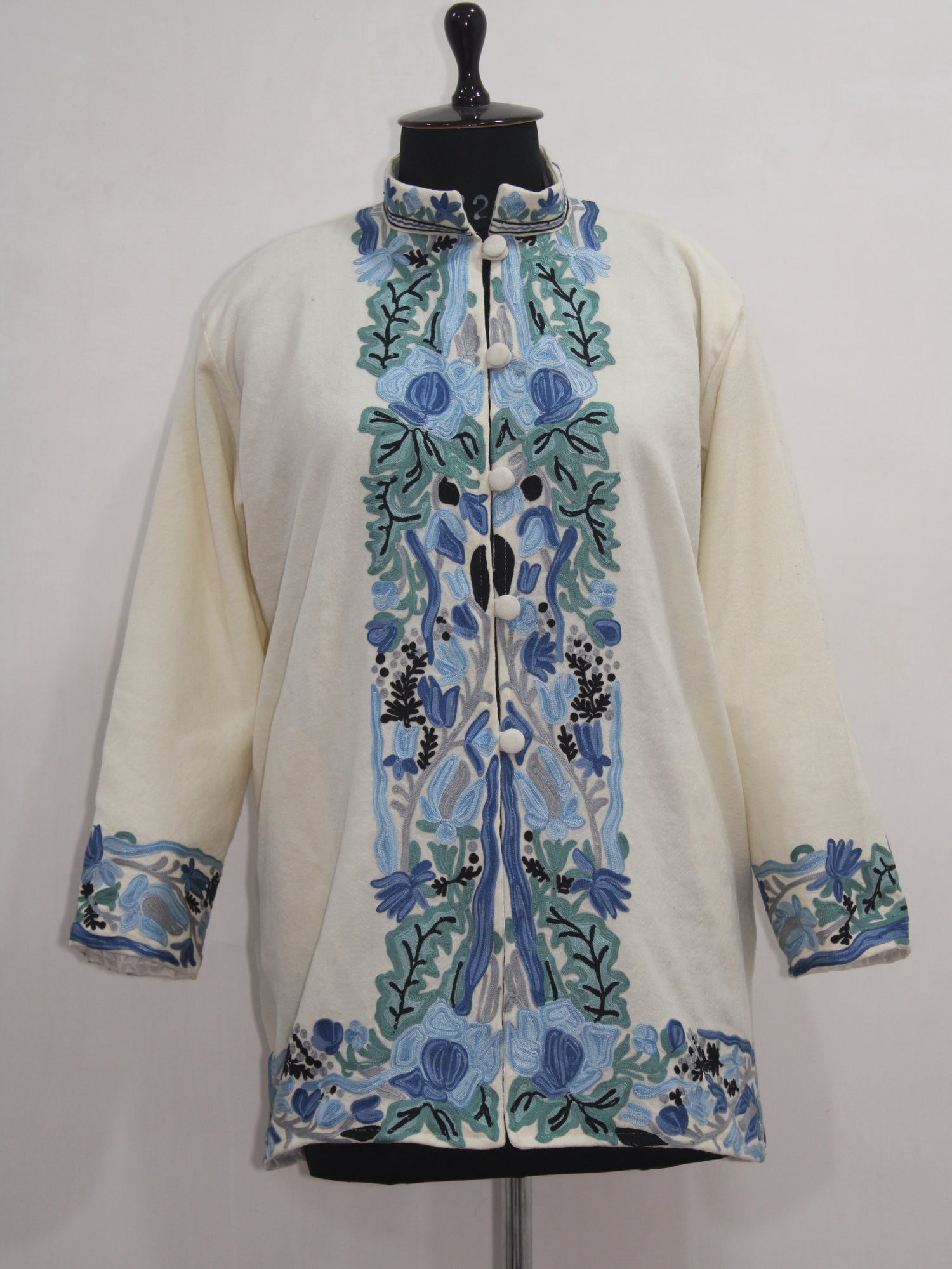 Kashmiri Aari Embroidered Floral Woolen Jacket For Women