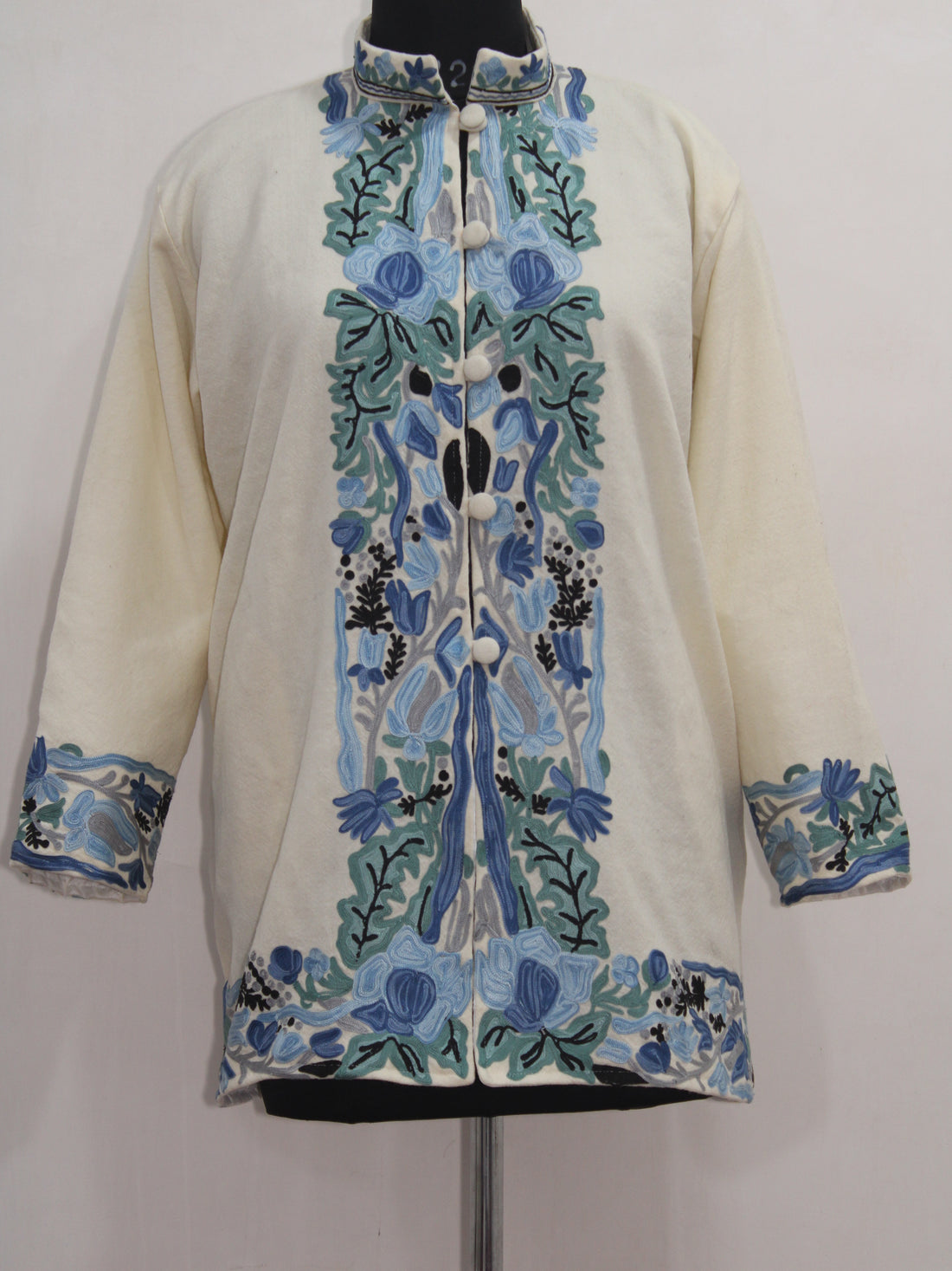 Kashmiri Aari Embroidered Floral Woolen Jacket For Women