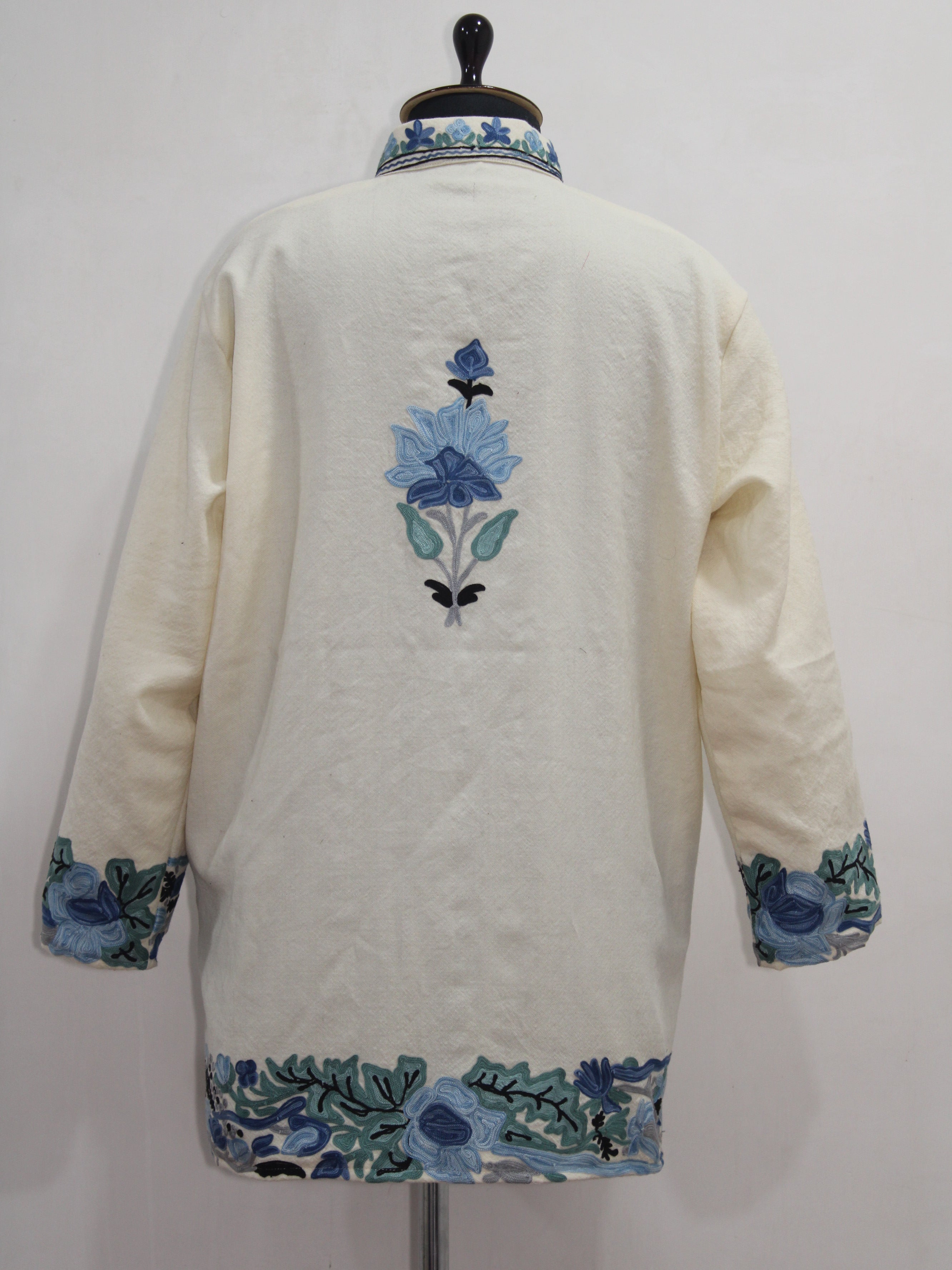 Kashmiri Aari Embroidered Floral Woolen Jacket For Women