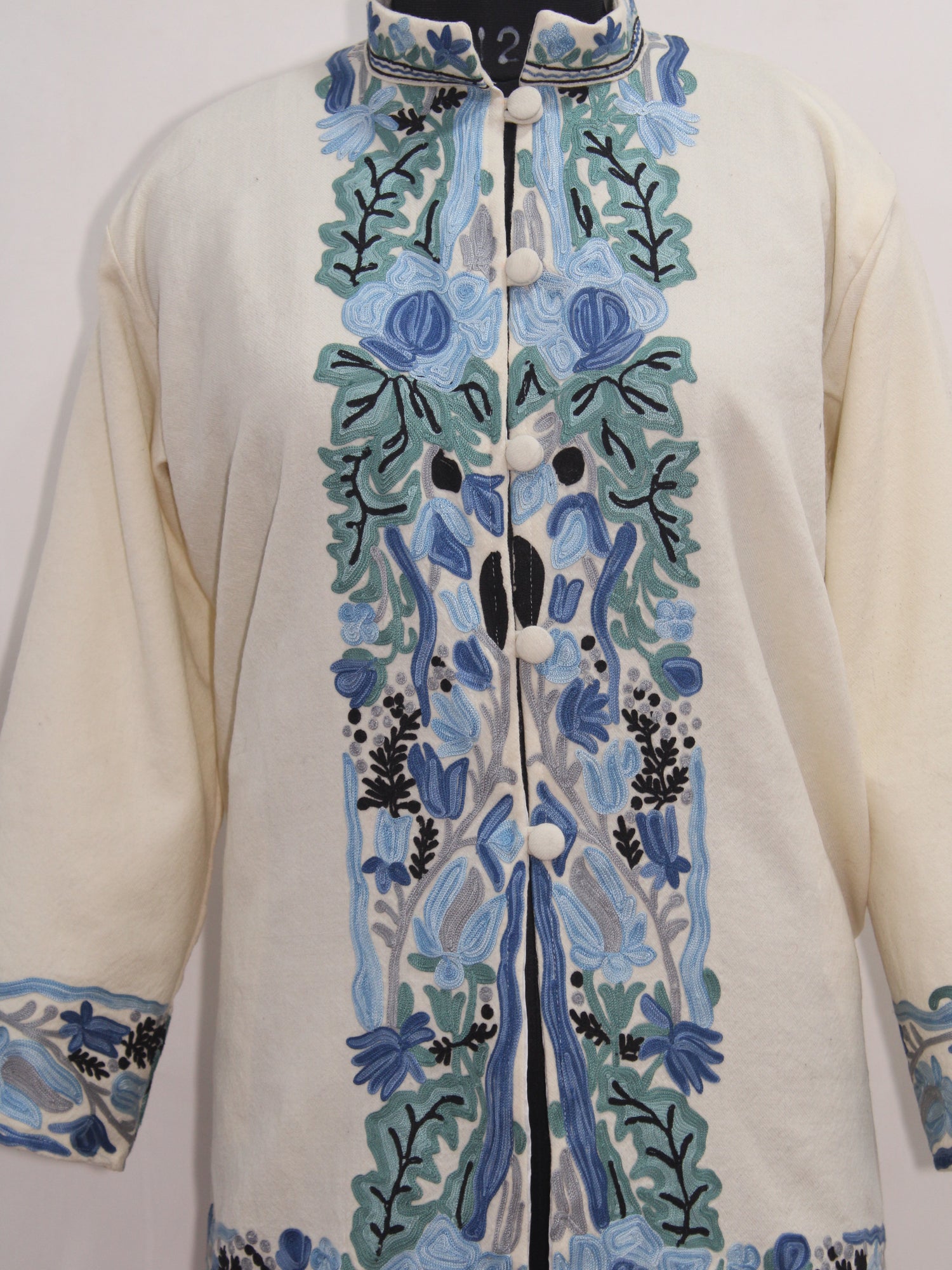 Kashmiri Aari Embroidered Floral Woolen Jacket For Women