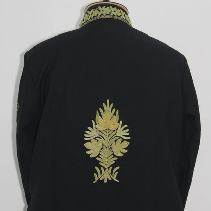 Handmade Aari Embroidered Wool Kashmiri Jacket, Long Floral Coat For Women