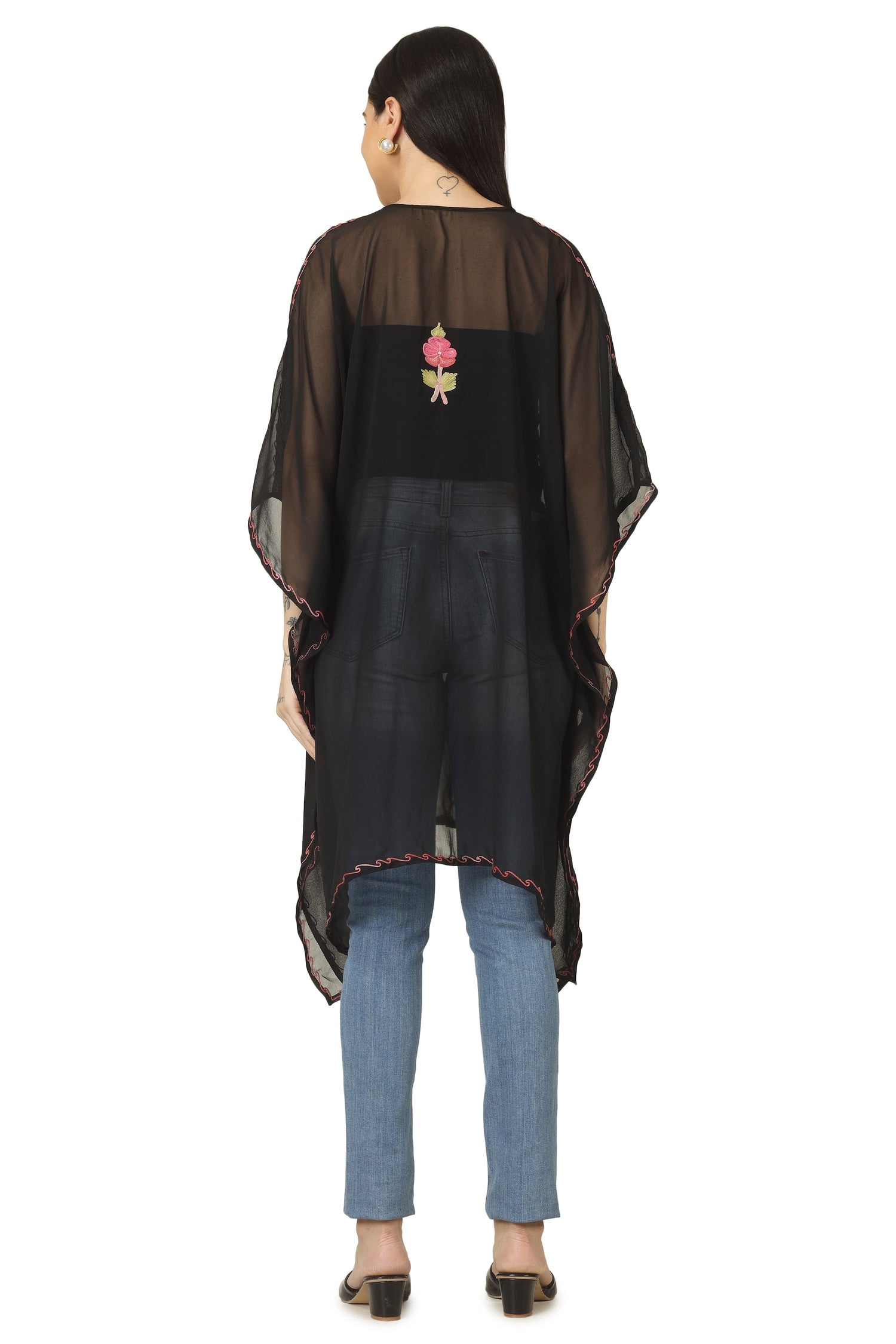 Kashmiri Aari Embroidered Short Georgette Kaftan BATIN