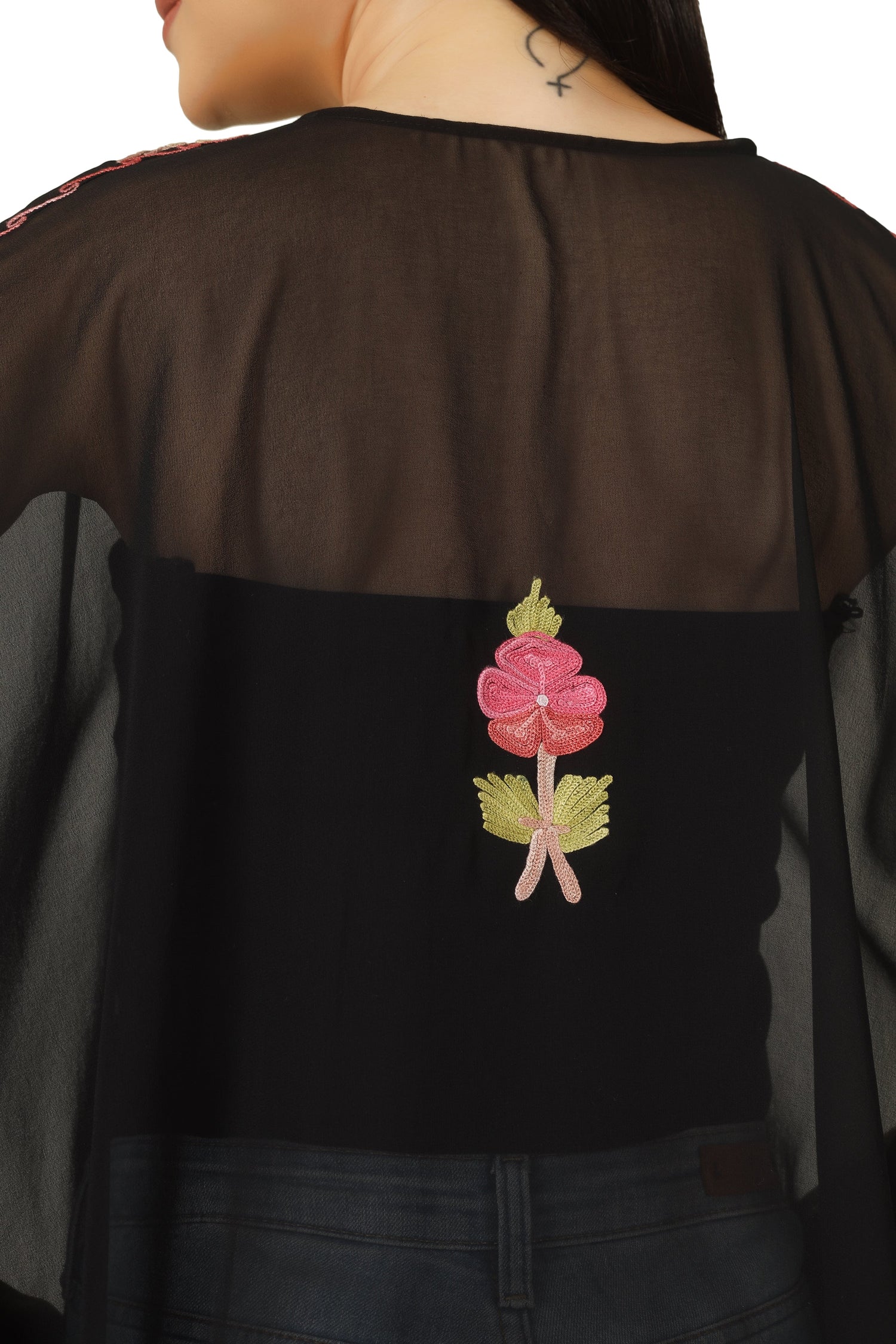 Kashmiri Aari Embroidered Short Georgette Kaftan BATIN