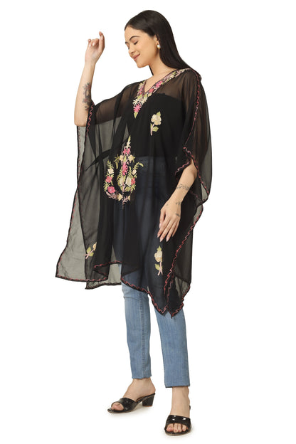 Kashmiri Aari Embroidered Short Georgette Kaftan BATIN