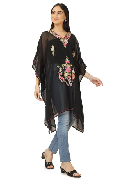 Kashmiri Aari Embroidered Short Georgette Kaftan BATIN