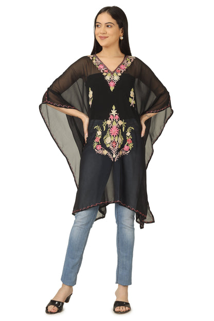 Kashmiri Aari Embroidered Short Georgette Kaftan BATIN