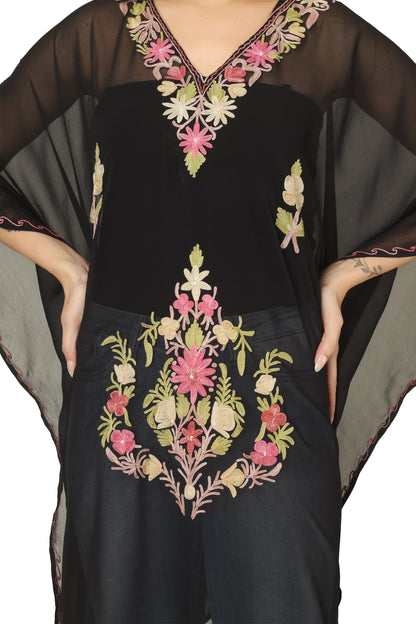 Kashmiri Aari Embroidered Short Georgette Kaftan BATIN