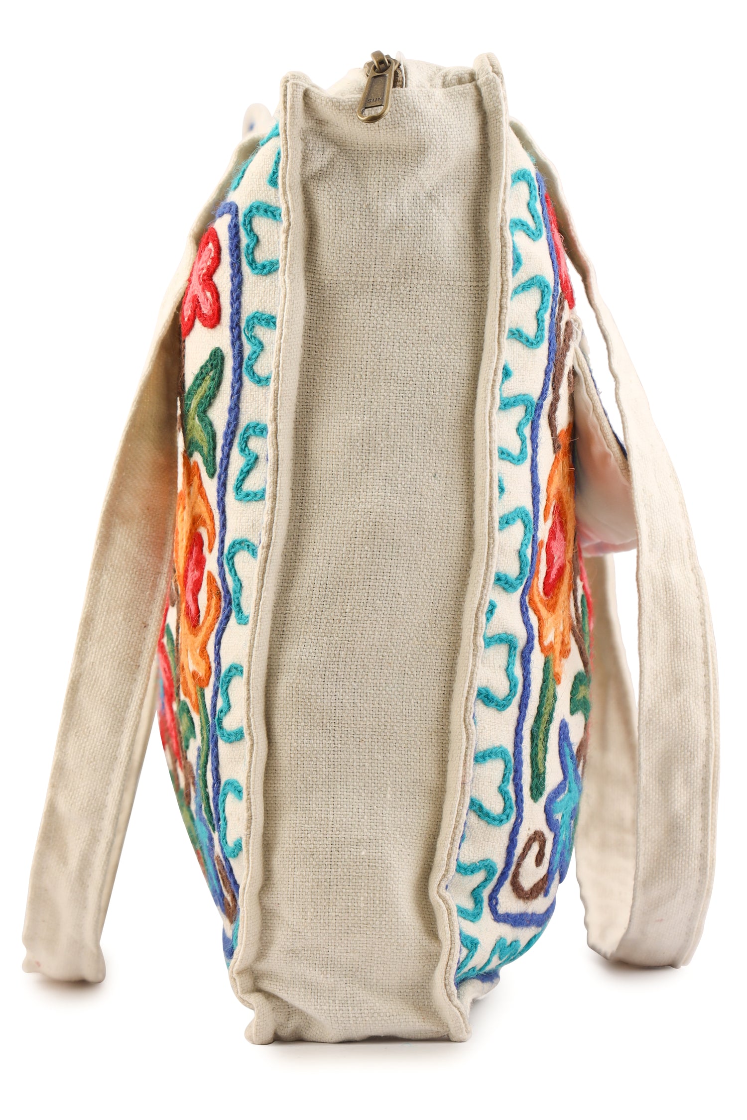 Kashmiri Hand Embroidered Pure Cotton Tote Handbag For Women, Boho Ethnic Shoulder Bag Floral Aari Embroidered Bag, Hobo Crossbody Purse